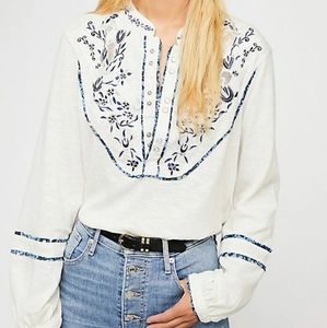 Free People Embroidered Blouse